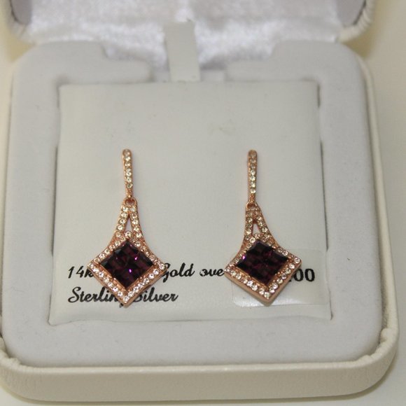 Sterling N' Ice 14k Rose Gold Over Silver Crystal Drop Earrings - Picture 6 of 6